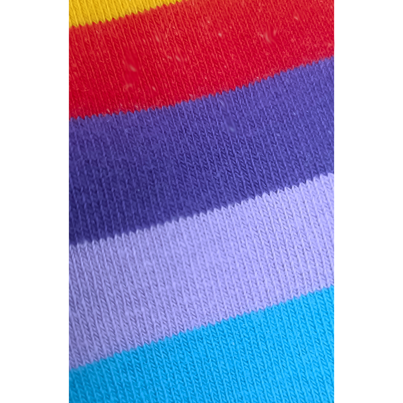 Cotton Striped Knee High Socks - Purple Rainbow