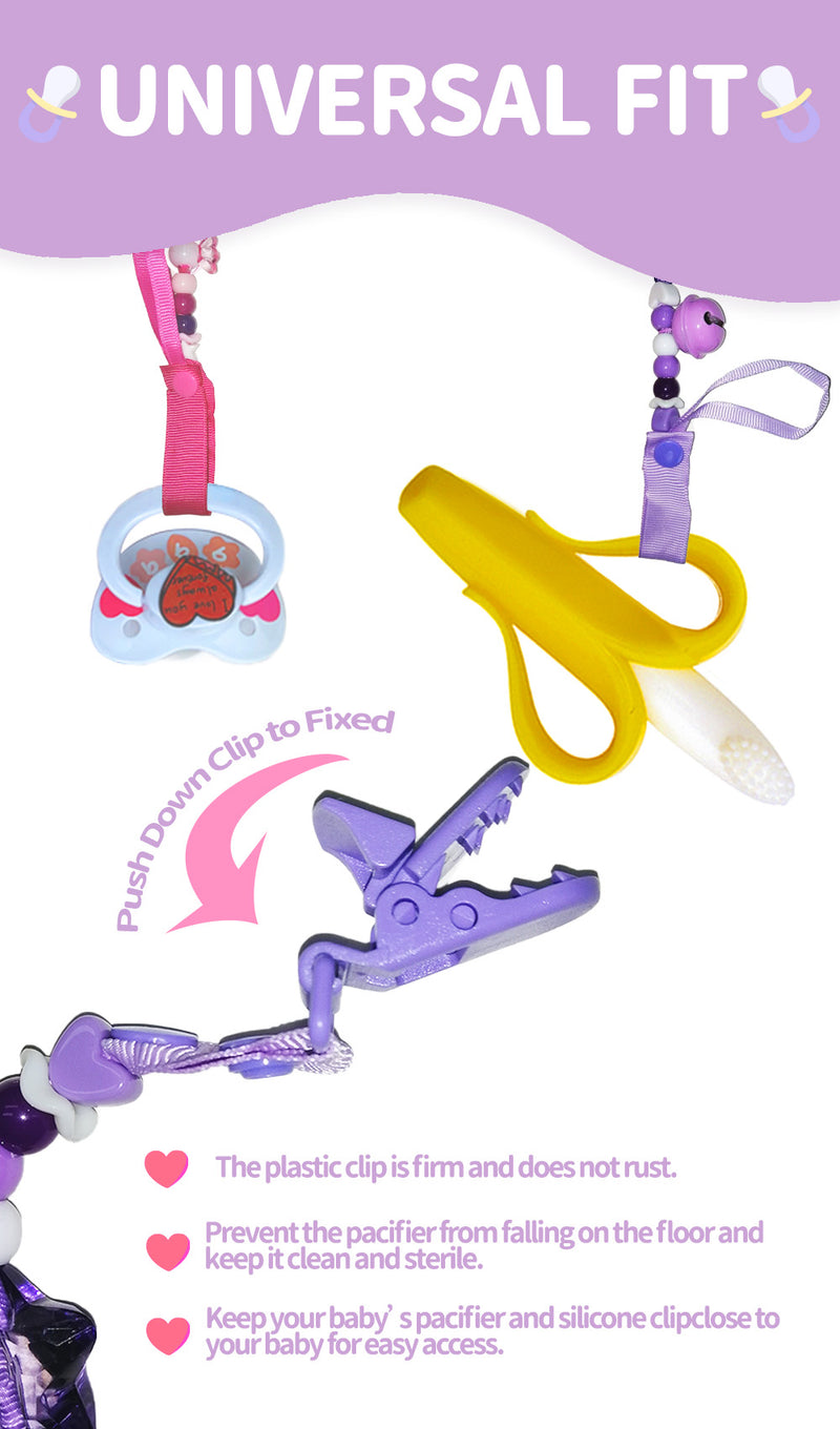 Adult Pacifier Clip - PINK & PURPLE