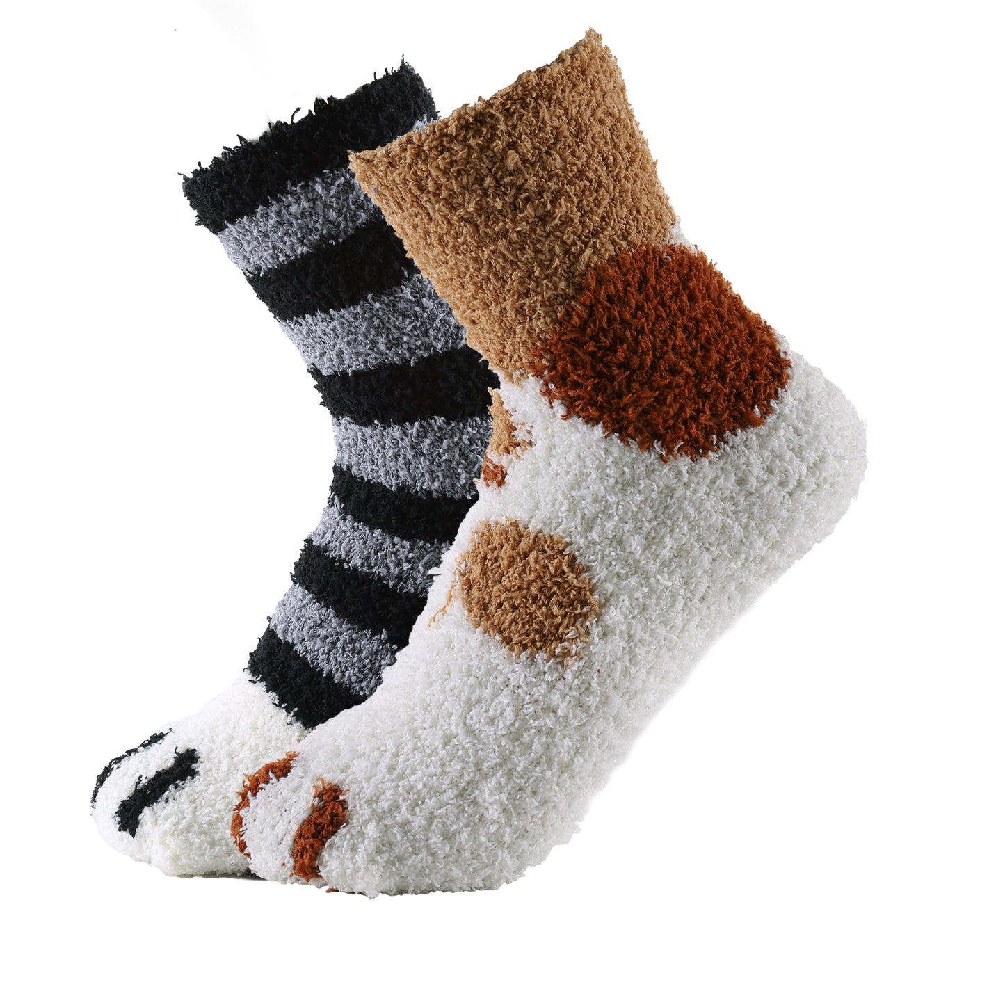 Cat Paw Slipper Socks 2 Pack-Brindle