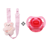 Pacifier with Bear Pacifier Clip - Pink