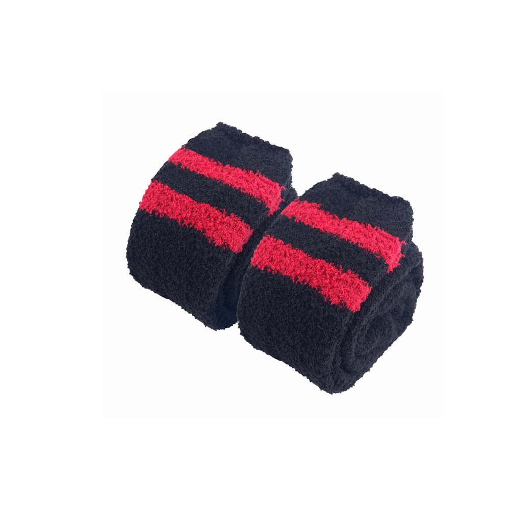 Women High Fuzzy Socks 1 Pair BlackRed