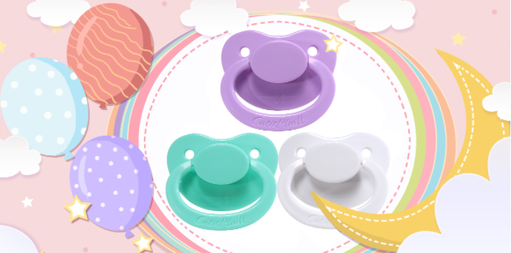 Adult Cutie Pacifier 3 pack-Purple,Green,White