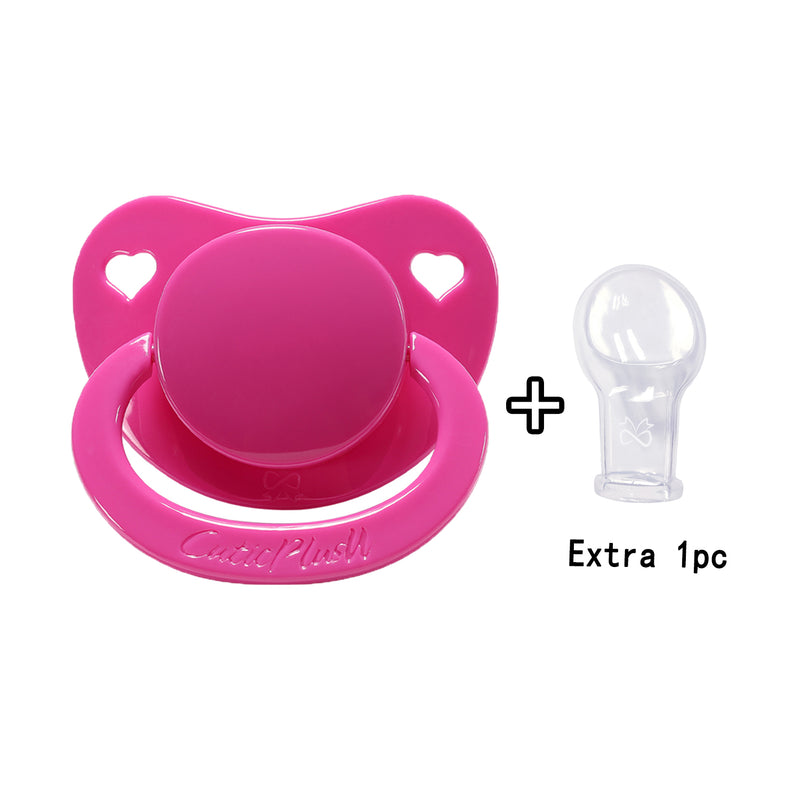1pc Adult Pacifier Dark Pink + 1 Extra Clear Nipple