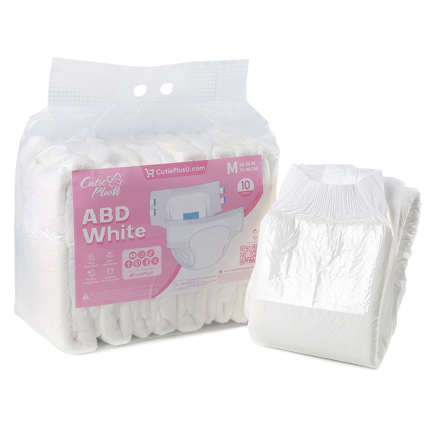 Adult Diaper-ABD White+Blue