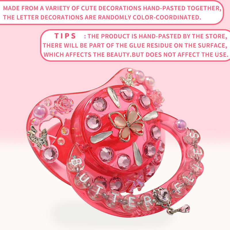 Crystal Butterfly Pacifier-Pink