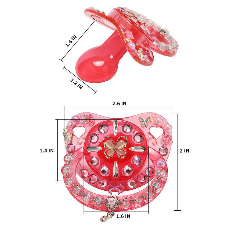 Crystal Butterfly Pacifier-Pink