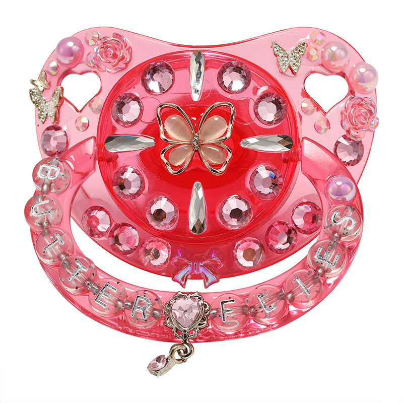 Crystal Butterfly Pacifier-Pink