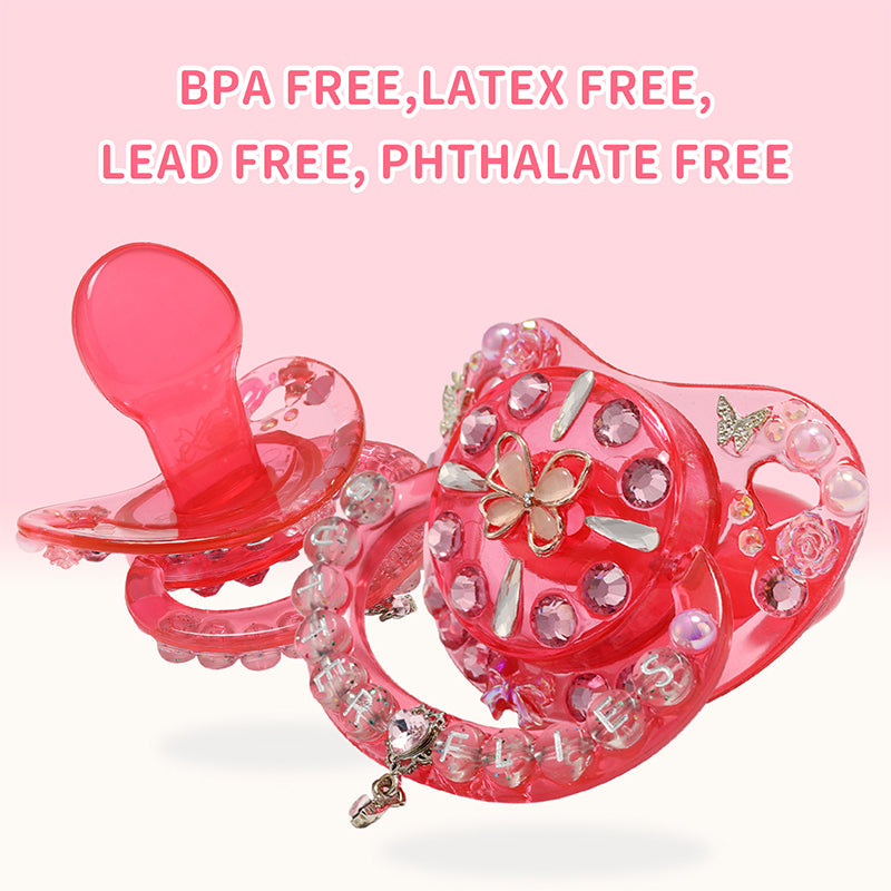 Crystal Butterfly Pacifier-Pink