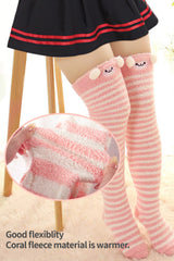 Womens High Fuzzy Socks 1 Pair Pink Monkey