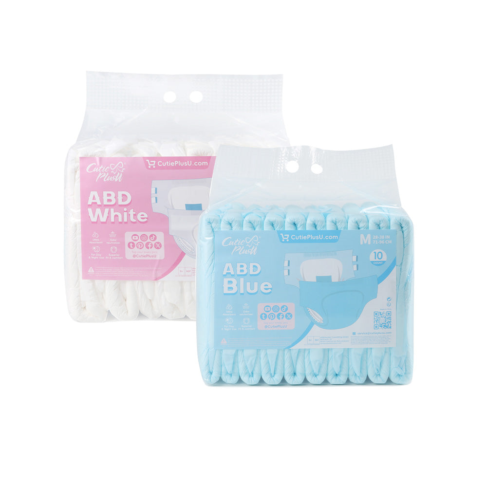 Adult Diaper-ABD White+Blue