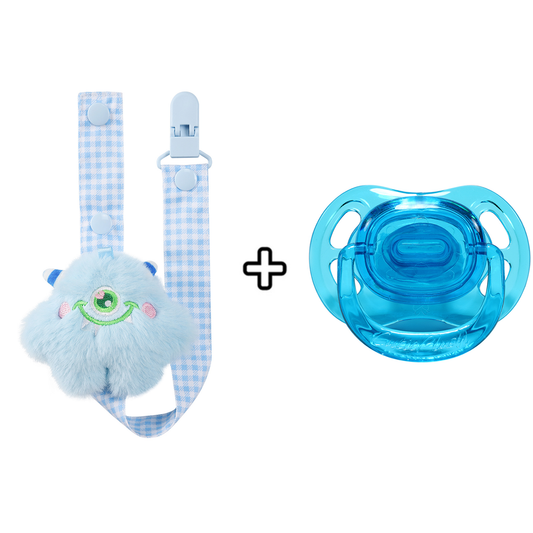 Pacifier with Monster Pacifier Clip - Blue