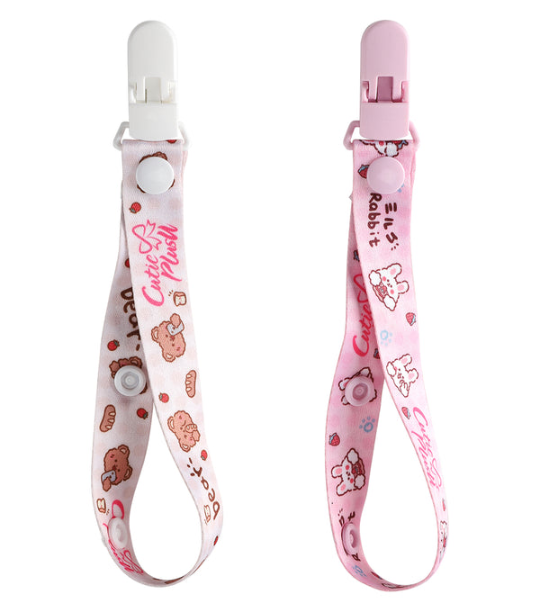 CutiePlusU Adult Pacifier Clip Adult Size Anyard Holder Clips 2 Pack-Strawberry Pie