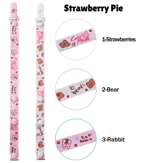 Adult Pacifier Clip 2 Pack-Strawberry Pie