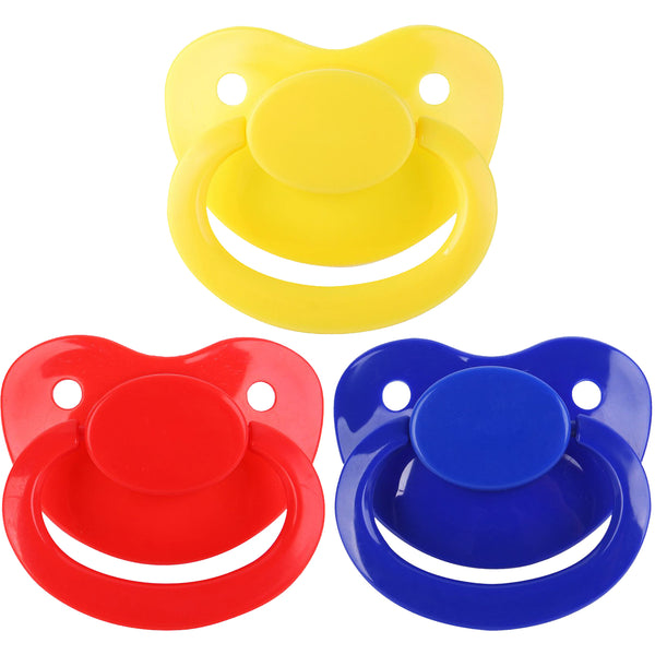 Adult Cutie Heart Pacifier 3-pack-Lake Blue/Yellow/Red