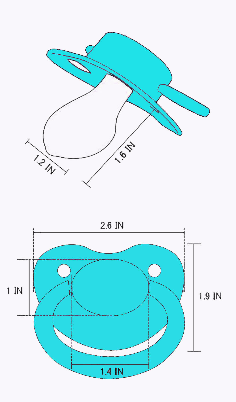 Adult Cutie Pacifier 3 pack-Turquoise,Purple,Roes