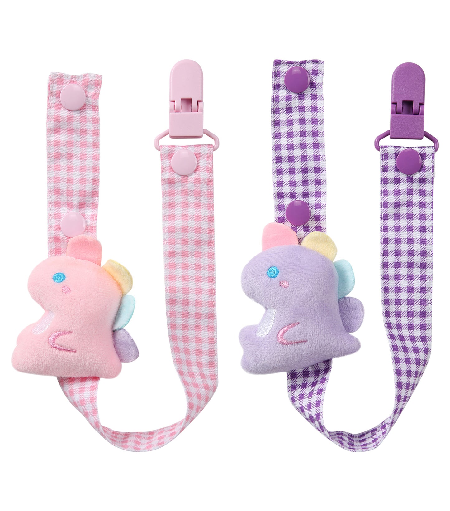 Baby Dinosaur Pacifier Clip - Pink & Purple