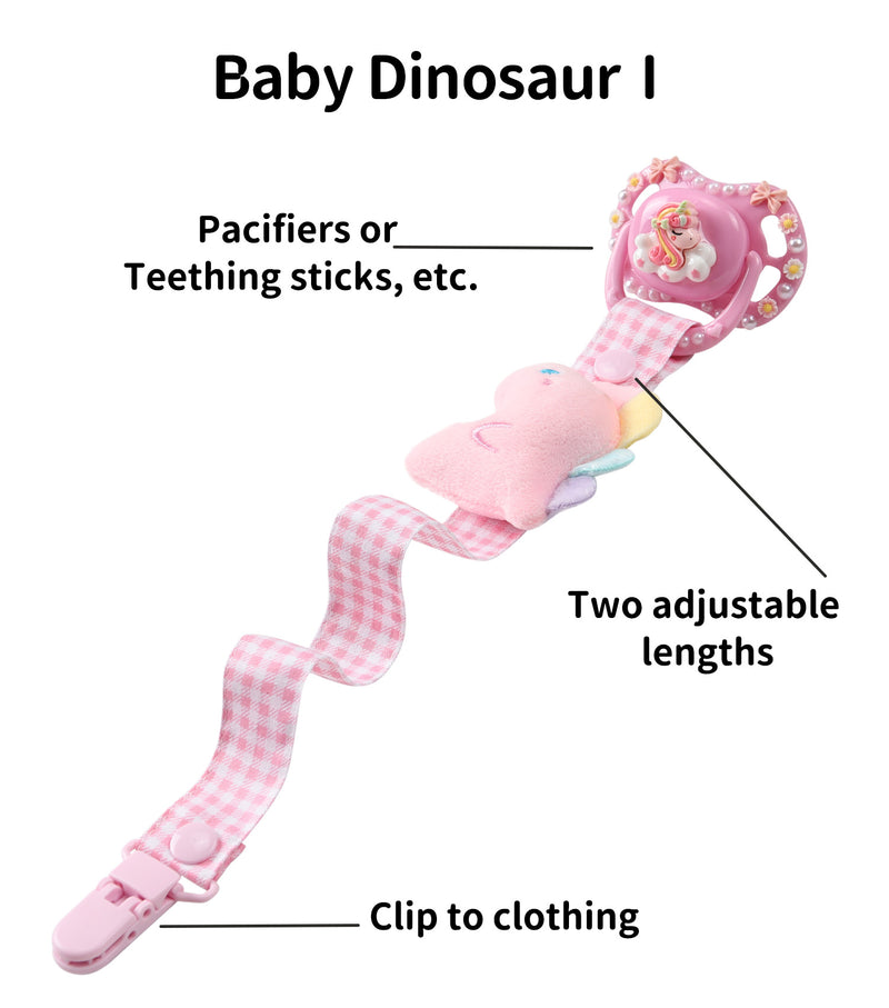 Baby Dinosaur Pacifier Clip - Pink