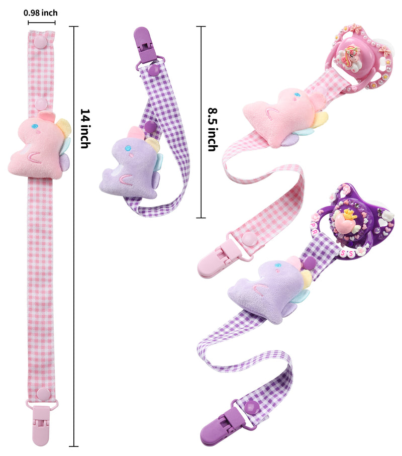 Baby Dinosaur Pacifier Clip - Pink & Purple