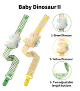 Baby Dinosaur Pacifier Clip - Green & Yellow