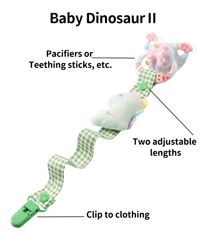 Baby Dinosaur Pacifier Clip - Green & Yellow