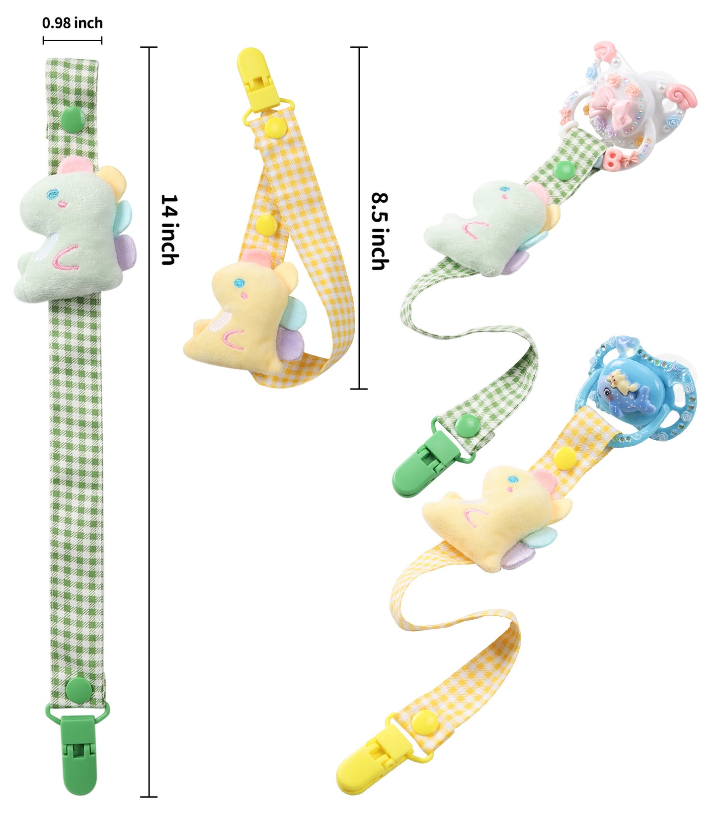 Pacifier with Dinosaur Pacifier Clip - Green