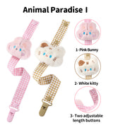 Animal Paradise Pacifier Clip - Pink & White