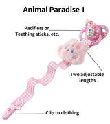 Animal Paradise Pacifier Clip - Pink