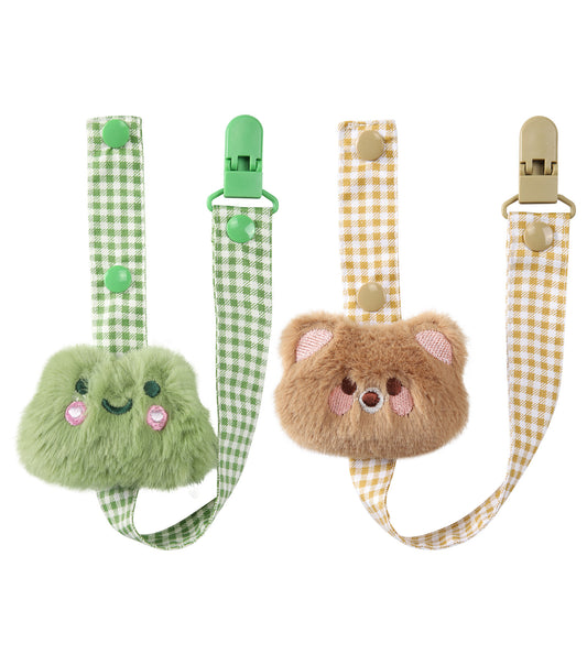 Animal Paradise Pacifier Clip - Green & Coffee