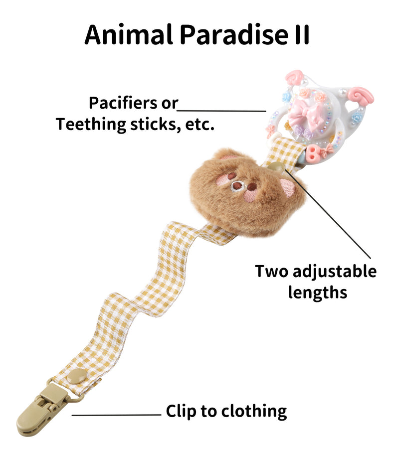 Animal Paradise Pacifier Clip - Coffee