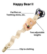 Happy Bear Pacifier Clip - 4pcs