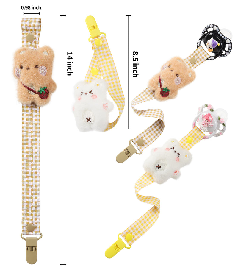 Happy Bear Pacifier Clip - 4pcs