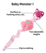 Baby Monster Pacifier Clip - Pink