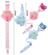 Baby Monster Pacifier Clip - Pink & Blue