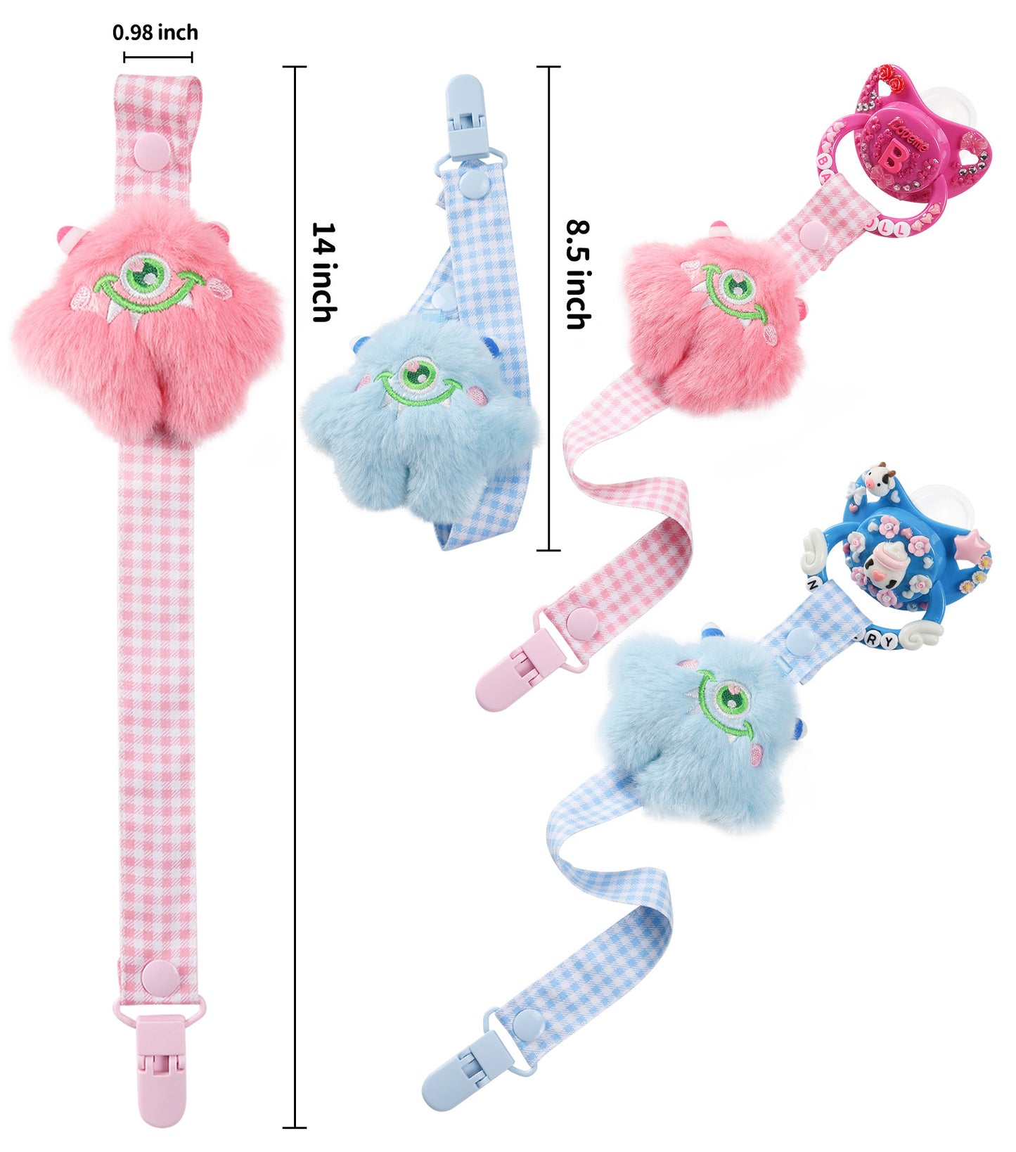 Pacifier with Monster Pacifier Clip - Blue