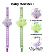 Baby Monster Pacifier Clip - Purple & Green