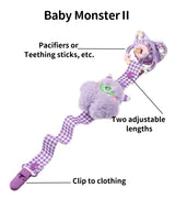 Baby Monster Pacifier Clip - Purple & Green