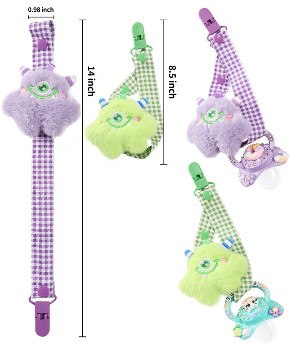 Baby Monster Pacifier Clip - Purple