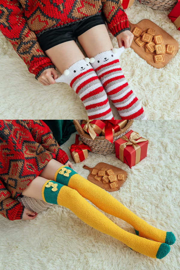 Knee High Long Socks 2 Packs-Christmas Set B