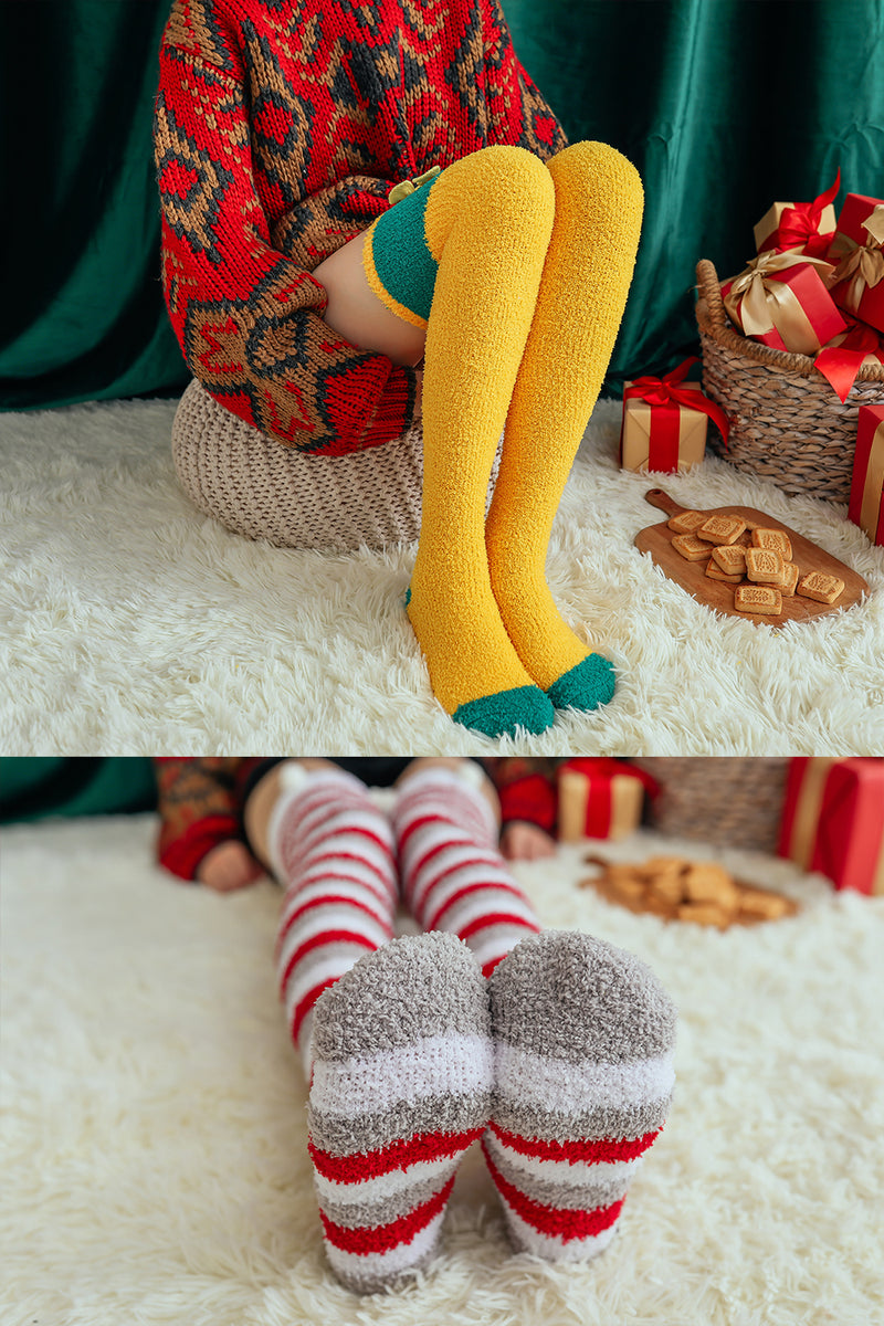 Knee High Long Socks 2 Packs-Christmas Set B