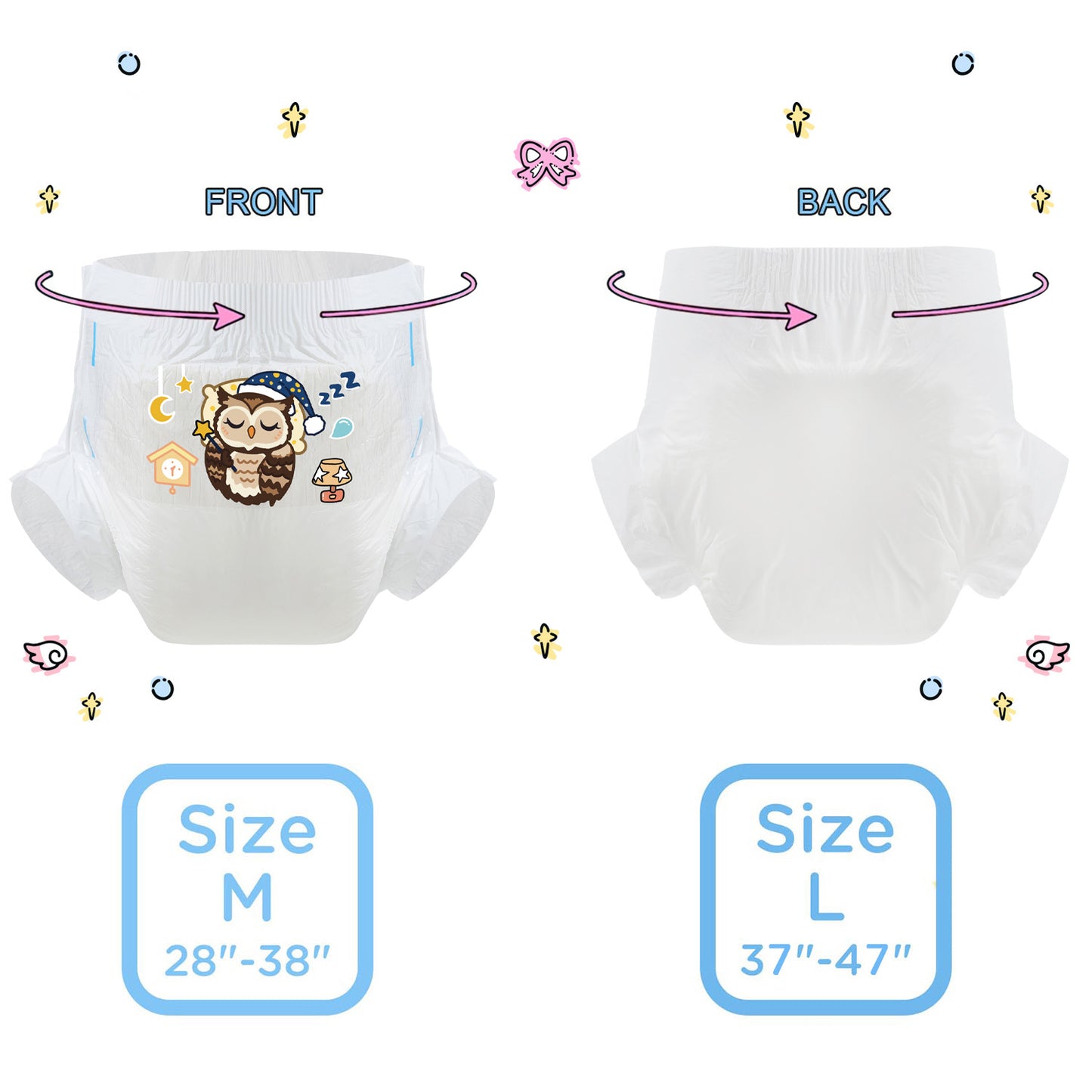 Sleeping Owl-Adult Diaper-3pcs