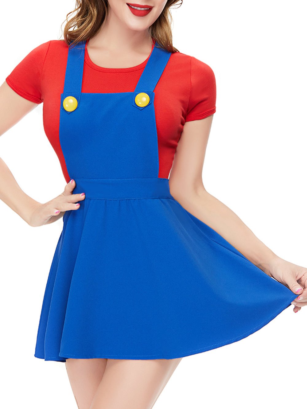 Super Plumber Overall Skirt Set-Red