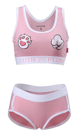 Kitten girl bralette set-Pink