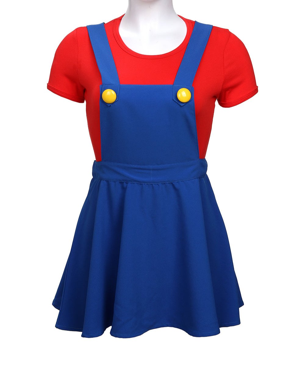 Super Plumber Overall Skirt Set-Red