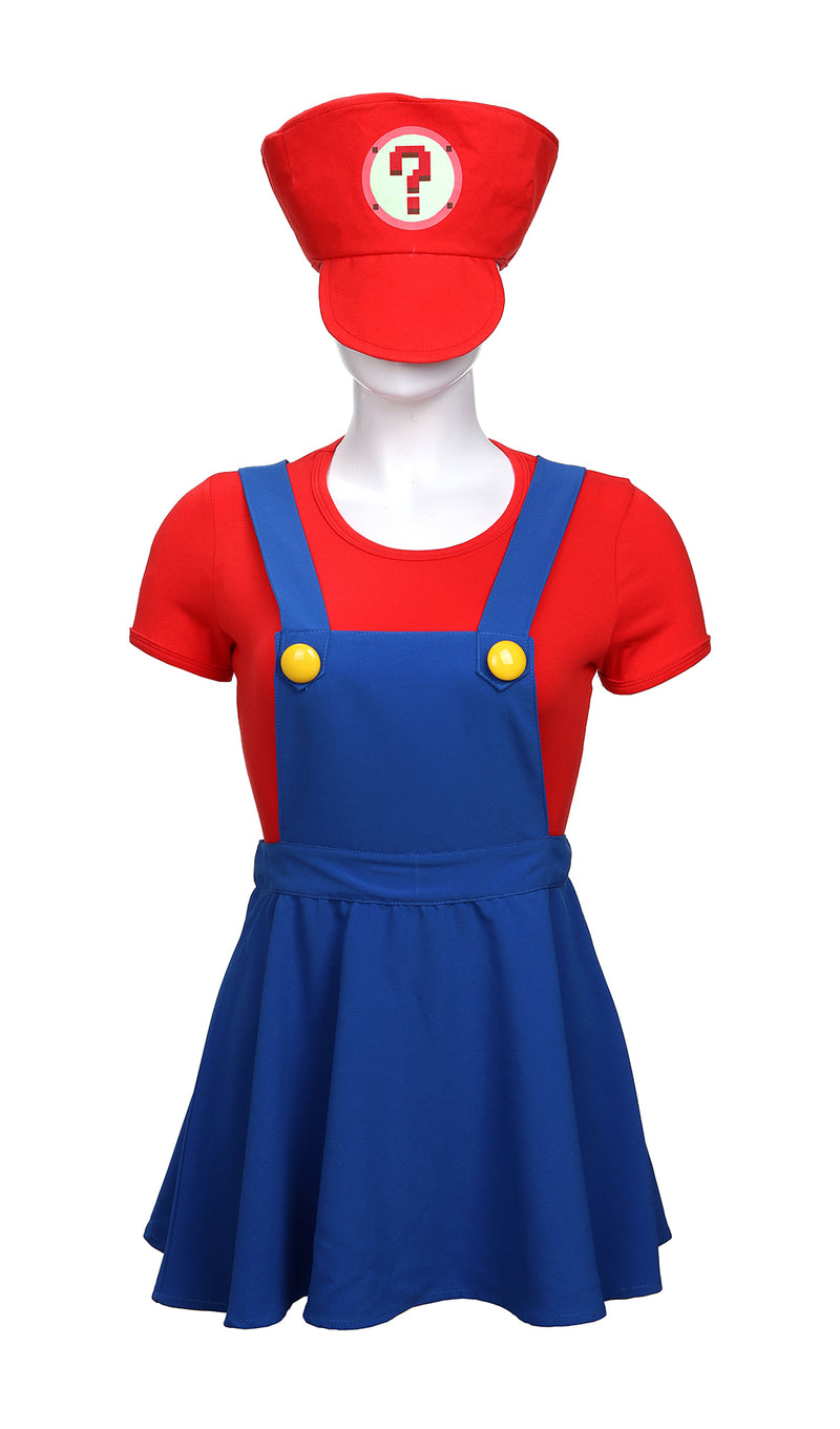 Super Plumber Overall Skirt Set-Red
