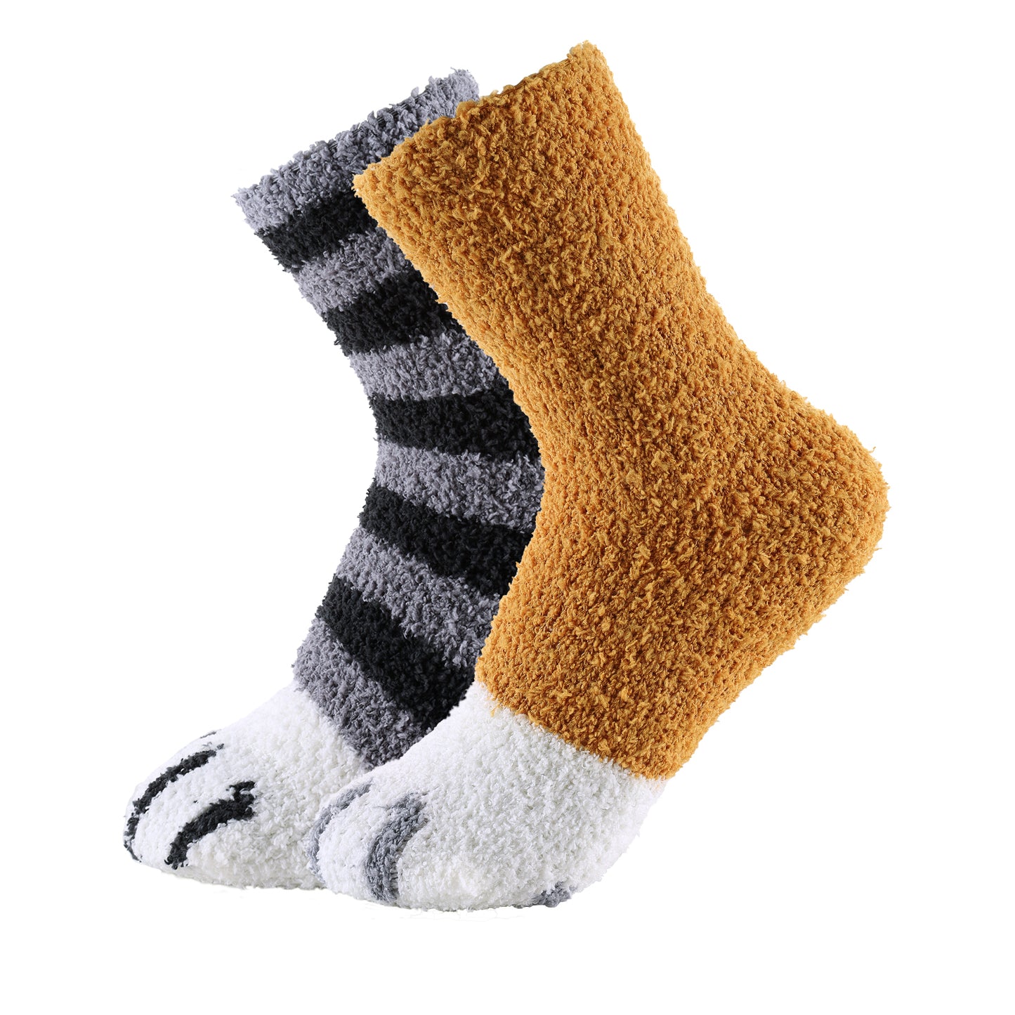 Cat Paw Slipper Socks 2 Pack-Solid