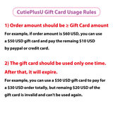 CutiePlusU Gift Card