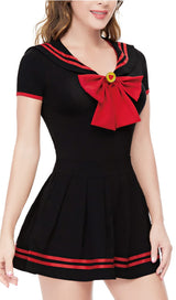 Sailor Skirt Set BlackRed-3pcs