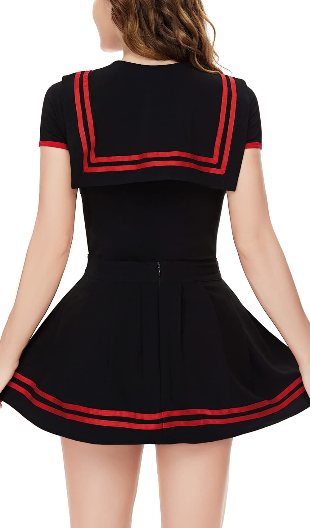 Sailor Skirt Set BlackRed-3pcs