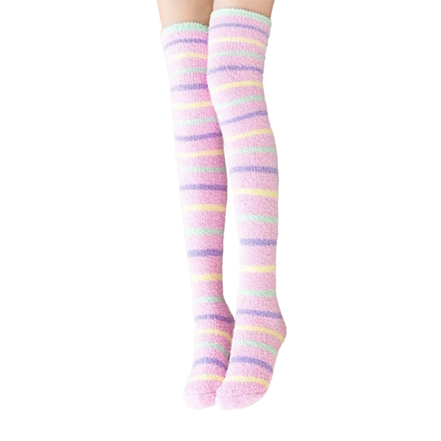 FLEECE SOCKS-Striped Pink