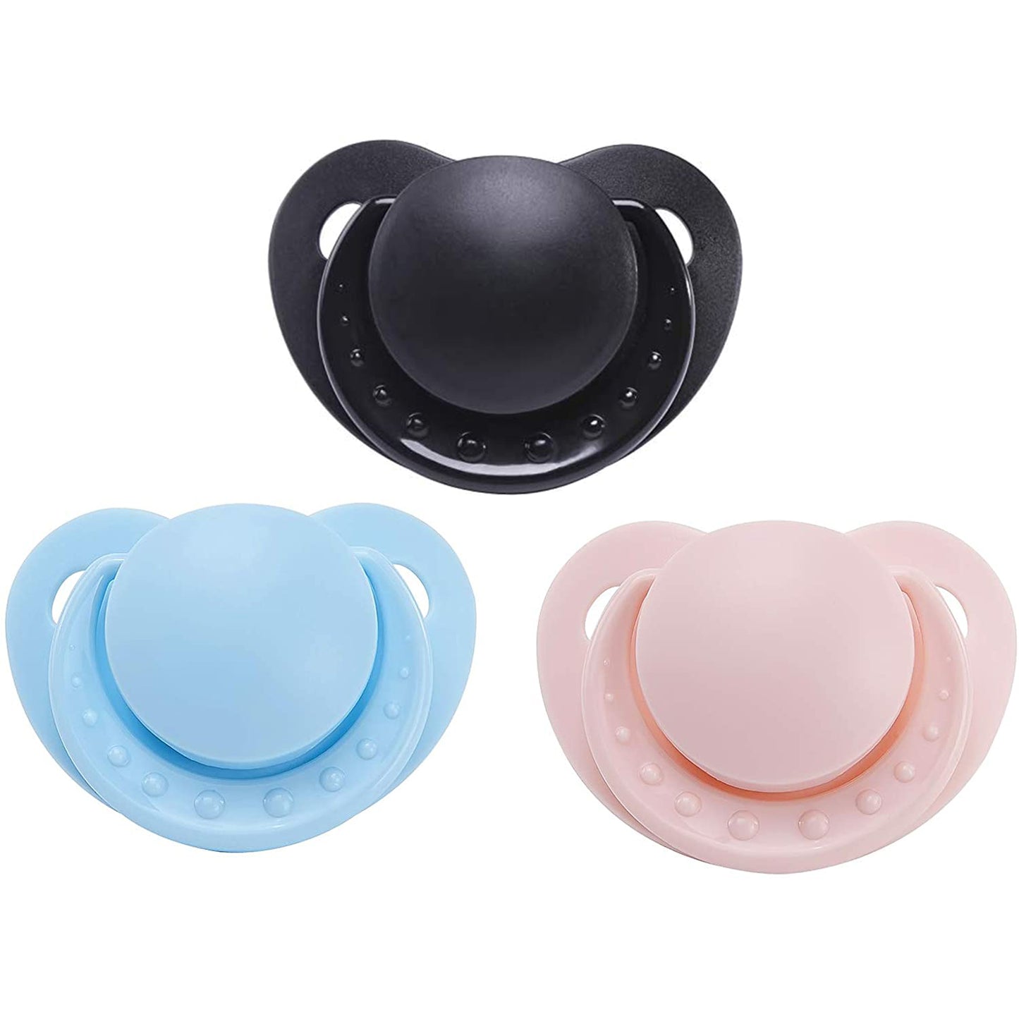 Adult Mini Pacifier 3 pack-Black,Pink,Blue